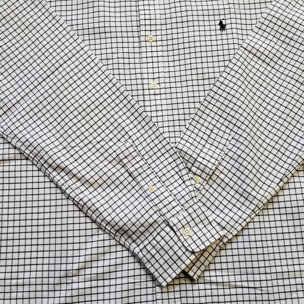 XL black+white grid pattern Ralph Lauren button-down shirt - Picture 4 of 4